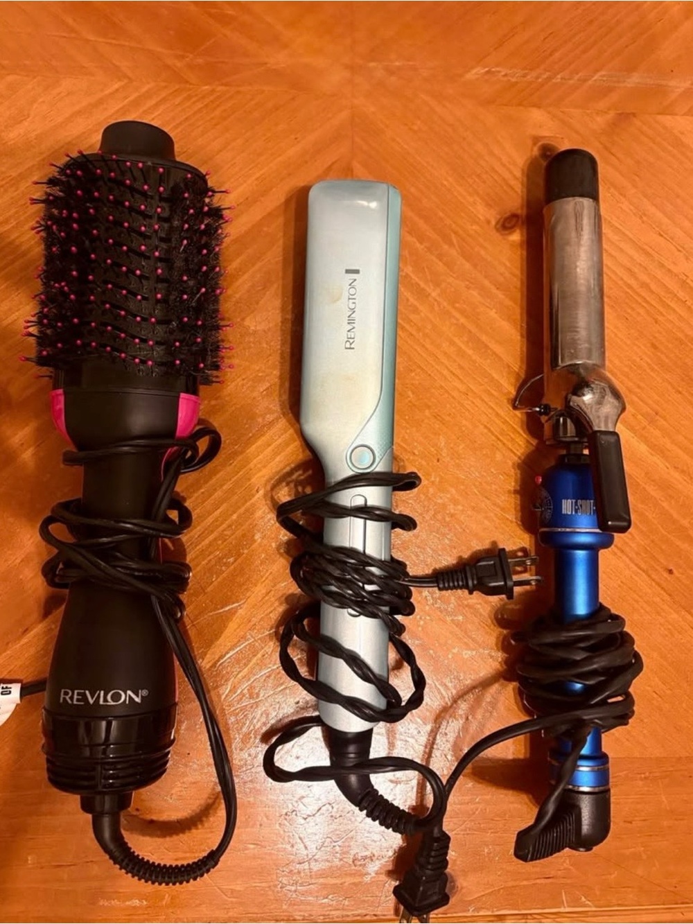 Revlon one step volumizer hair dryer, Remington Flat Iron, Blue Curling Iron Set
